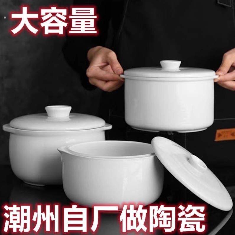 陶瓷带盖子双耳宝宝炖盅隔水炖家用大小号炖罐内胆蒸汤盅燕窝盅大
