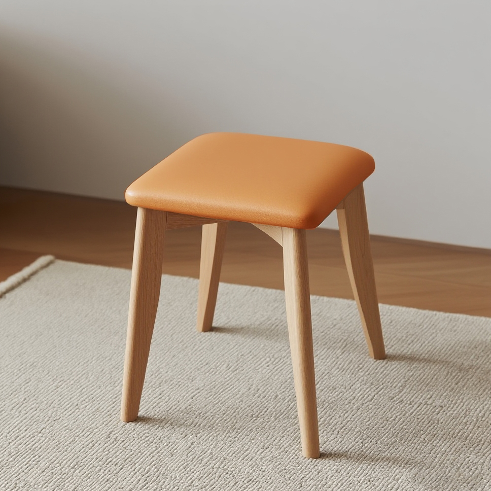 楠竹实木软包凳子家用小板凳网红方凳可叠放方凳矮凳简约换鞋凳