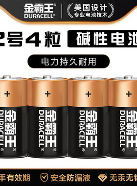 金霸王二号2节电池C型LR14碱性2号适用于费雪玩具面包超人花洒摇椅收音机手电筒中号通3号三号1.5v干电池4粒