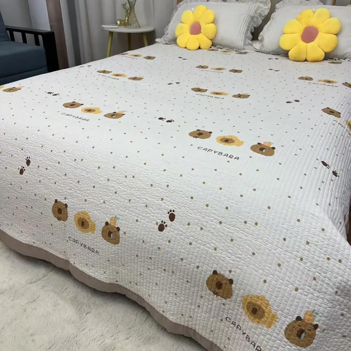 直邊水洗棉床蓋四季通用加厚床蓋