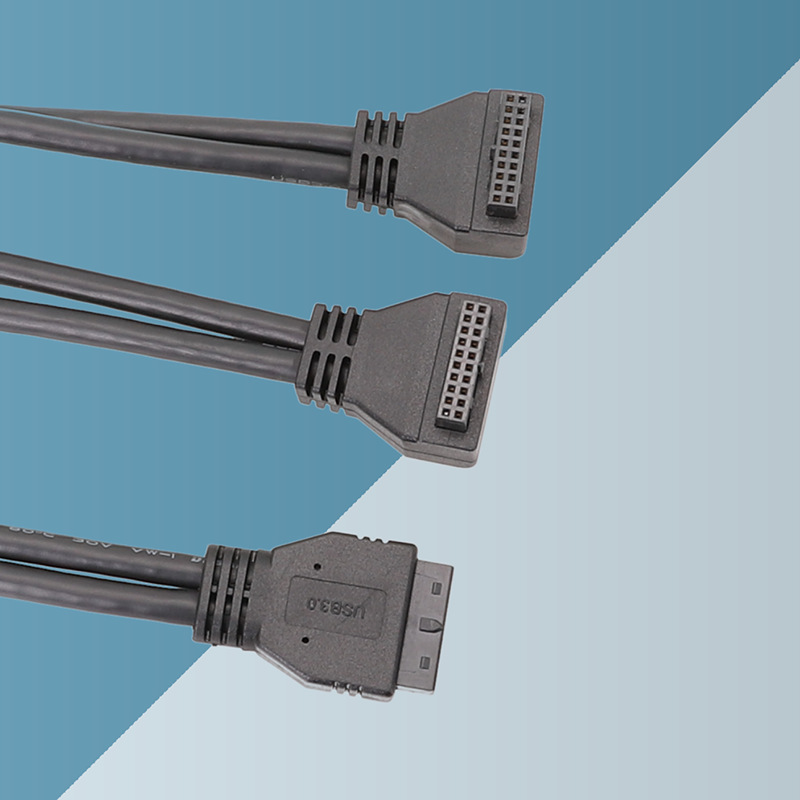 主板USB3.0延长线20pin延长线 机箱19线USB3.0加长线直头正弯反弯