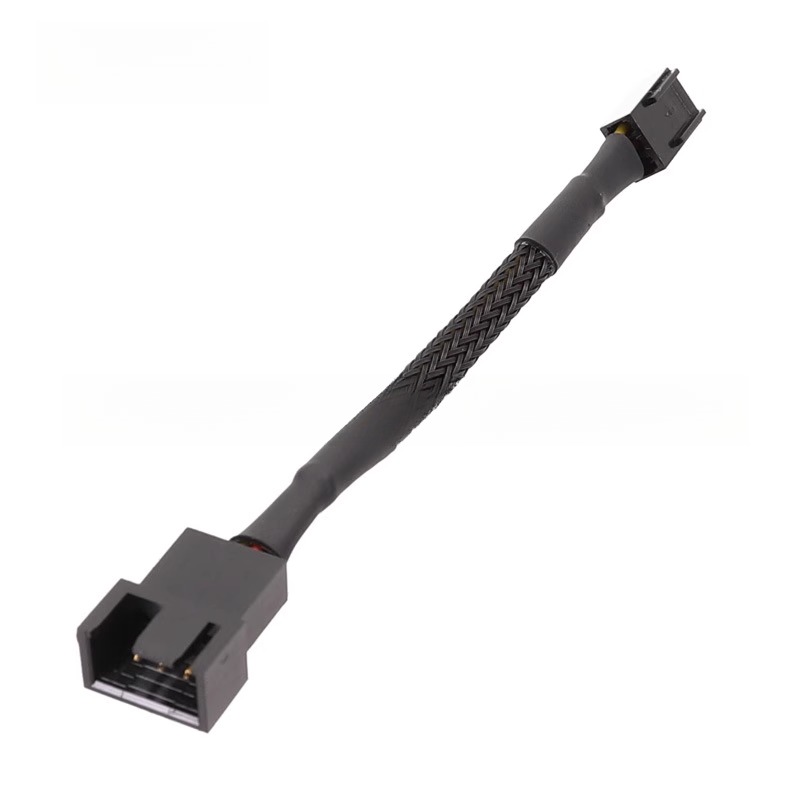 主板3针转4针风扇线 FAN 3Pin 转4Pin 主板风扇连接线 10厘米套网