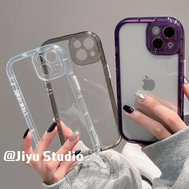 ins极简透明纯色素材壳适用苹果14promax手机壳iphone13pro新款12硅胶