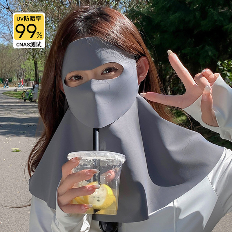 全脸遮阳防晒面罩可喝水女夏季防紫外线户外骑开车面巾比基尼护颈