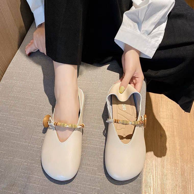 舒适软底圆头豆豆鞋女平底鞋夏季新款百搭高颜值玛丽珍配裙子单鞋