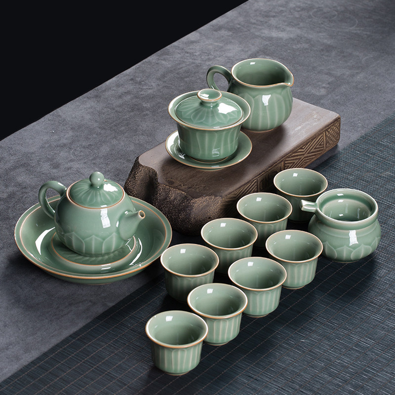 龙泉青瓷中式复古功夫茶具套装图片