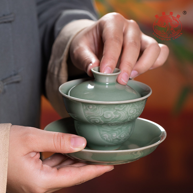 【官方正品】三才盖碗泡茶杯图片