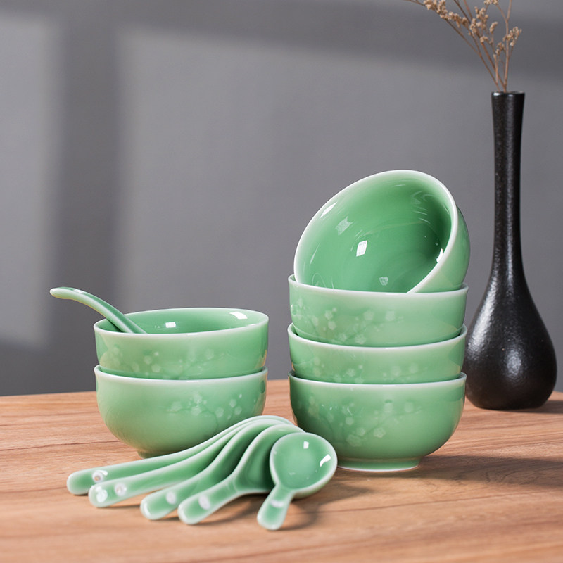 龙泉青瓷米饭碗家用陶瓷中式创意餐具小米粥碗4.5英寸酒店饭碗,餐饮具,碗,淘宝优惠券,粉丝福利购,淘宝优惠卷