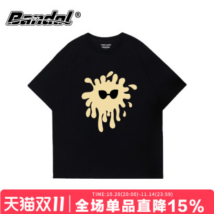 t恤设计感印花春夏新款 复古国潮美式 大码 男女同款 潮 街头chic短袖