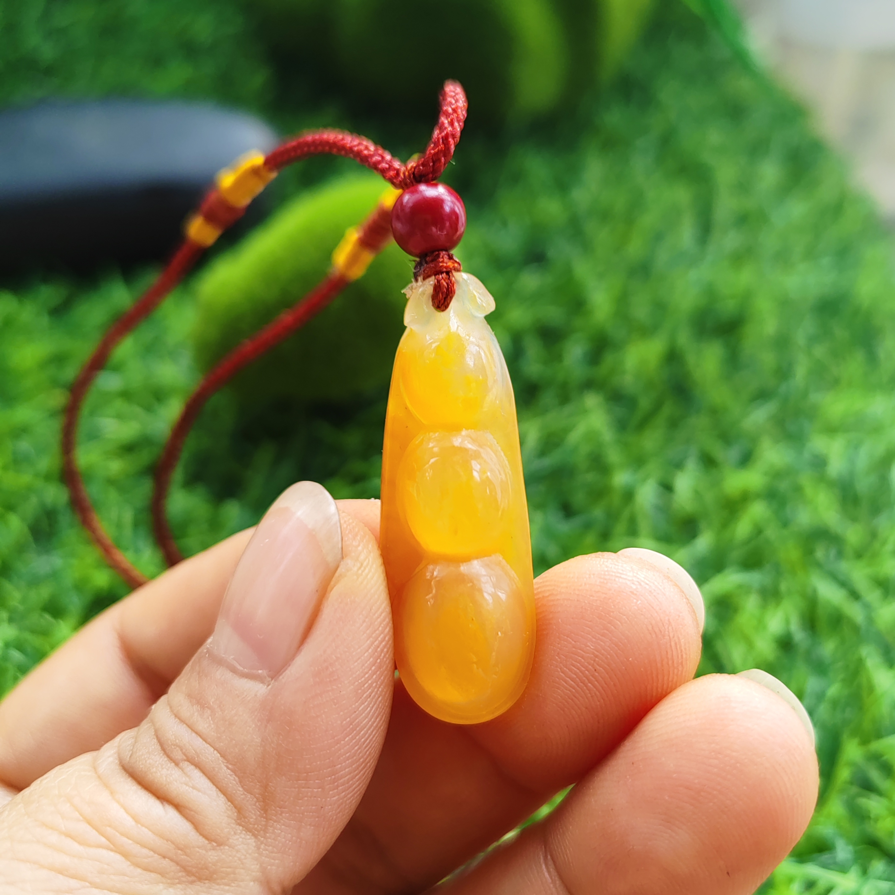 福气满满纯天然玉石福豆吊坠正品黄龙玉福豆挂件项链玉坠36*13*7