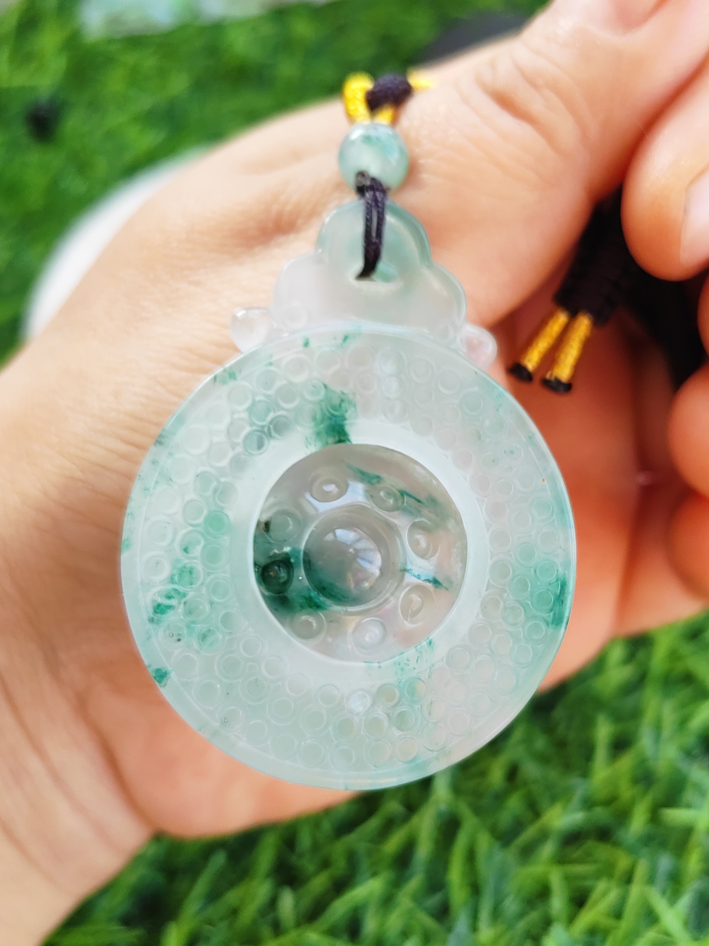 时来运转高冰飘花纯天然玉石挂件官方正品时来运转毛衣链40*6mm