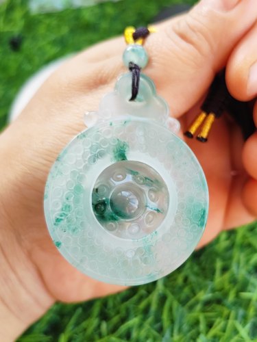 时来运转高冰飘花纯天然玉石挂件官方正品时来运转毛衣链40*6mm