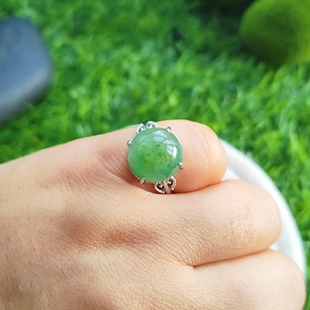 A级纯天然玉石蛋面戒指活口可调节大小正品非洲翠戒指玉戒