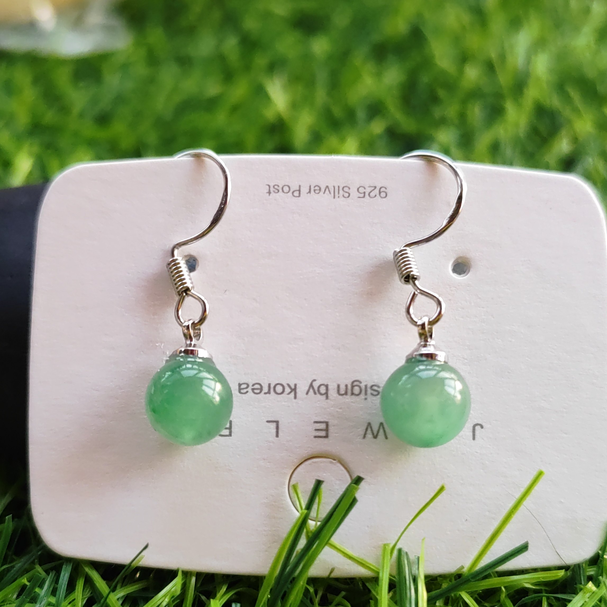 纯天然玉石耳环简约圆珠玉石耳坠新中式汉服超仙女温婉古风耳环