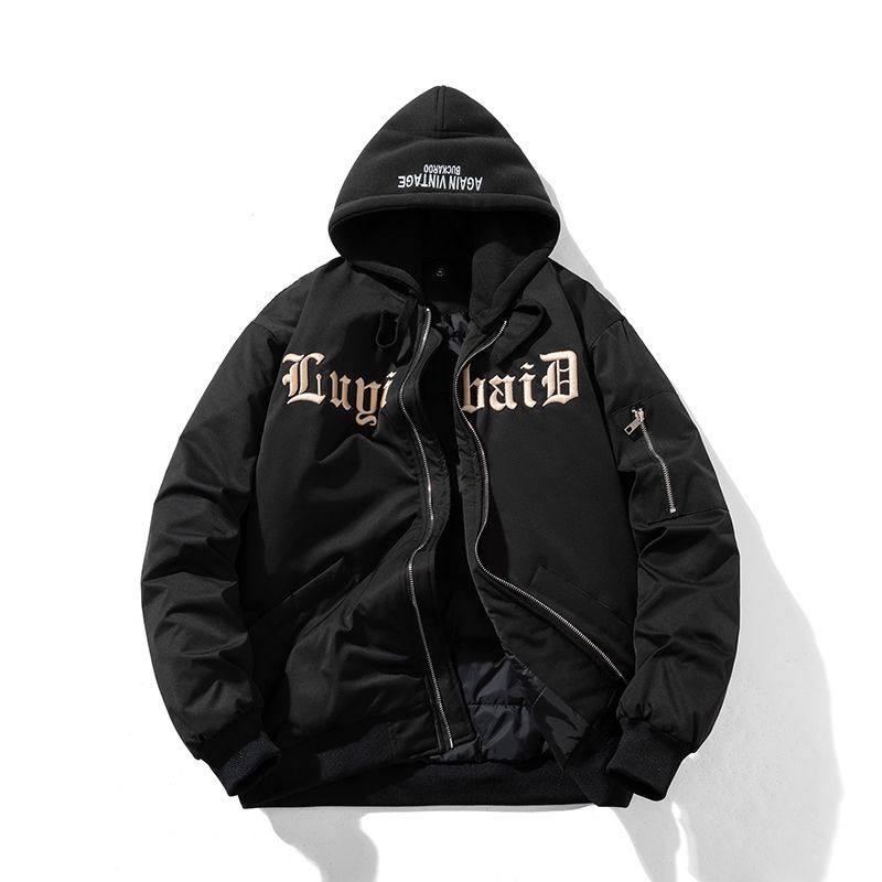 夏秋季美式潮牌字母刺绣棉衣外套男女飞行员夹克情侣加厚棒球棉服