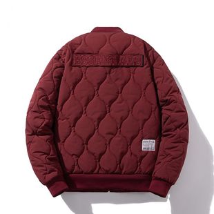 夏秋复古菱形格保暖棉衣外套男女情侣美式加厚棒球棉服飞行员夹克