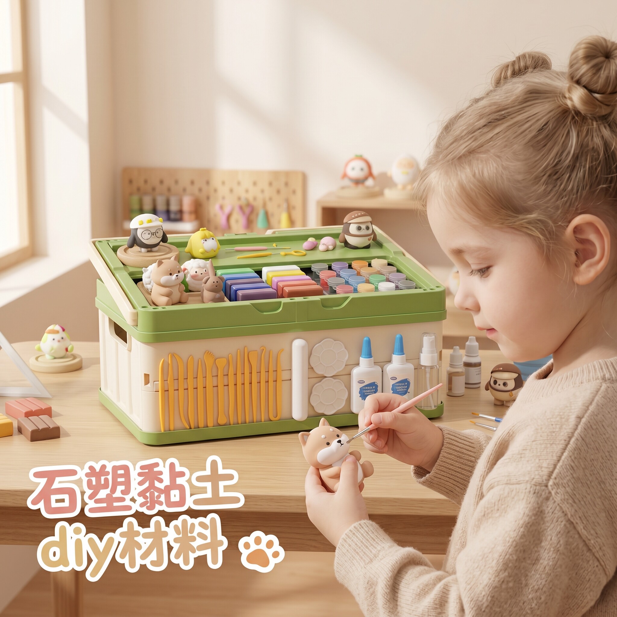 石塑粘土工具套装免烤白色美术陶泥儿童创意益智玩具全套模具工具套装手工DIY摆件冰箱贴小学生开学送礼
