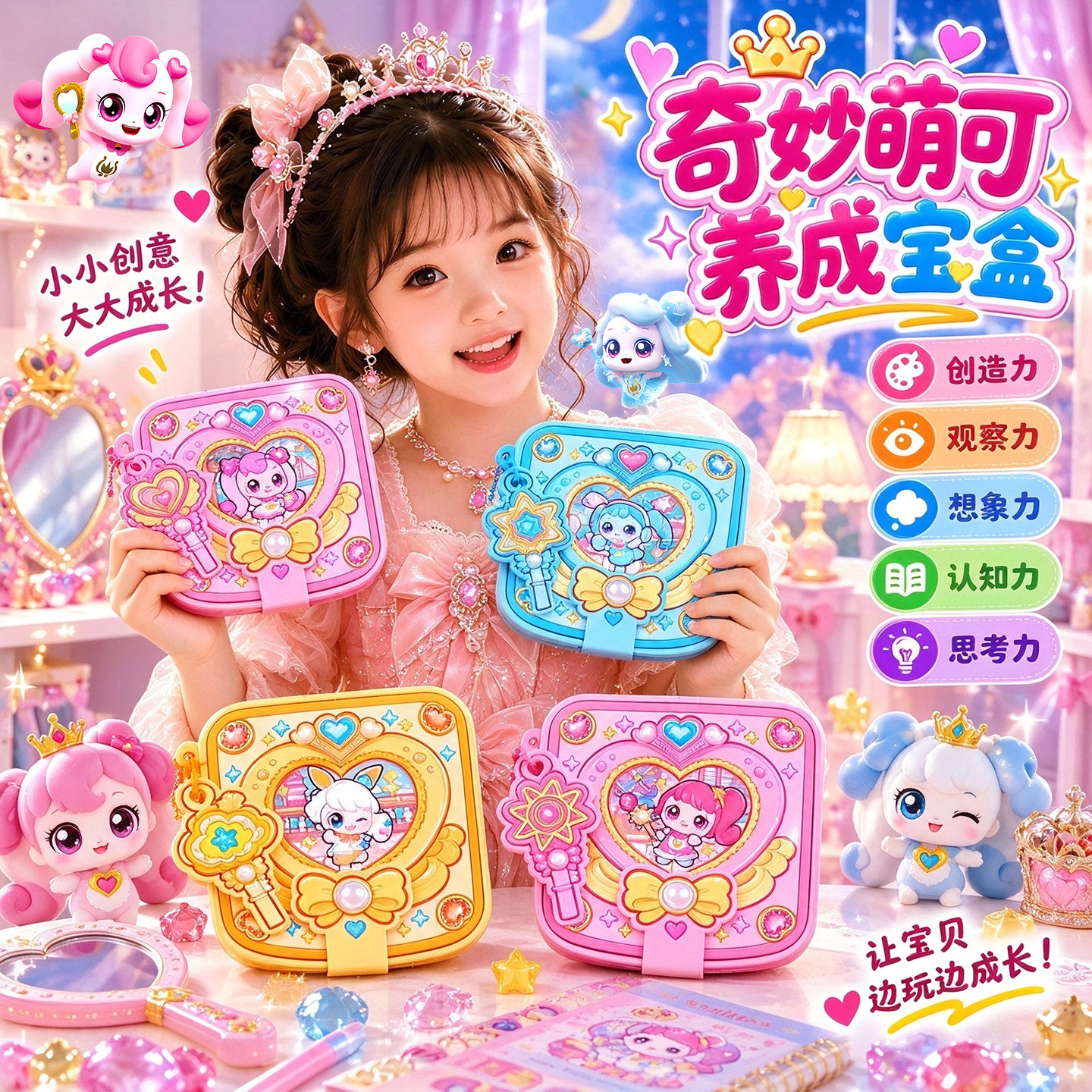 小麻薯奇妙萌可果冻贴安静书新款女孩儿童手工diy打发时间小玩具益智解压高颜值创意手工女生生日礼物大礼包