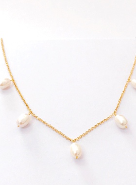 jinger法国巴黎设计师原创小众轻奢高级天然珍珠雨滴锁骨链项链