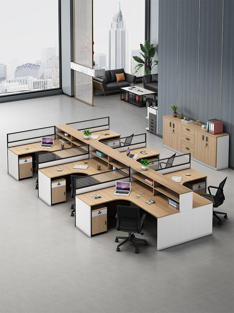 职员办公桌椅组合简约现代2/4/6人位屏风卡座办公室桌子L型财务桌