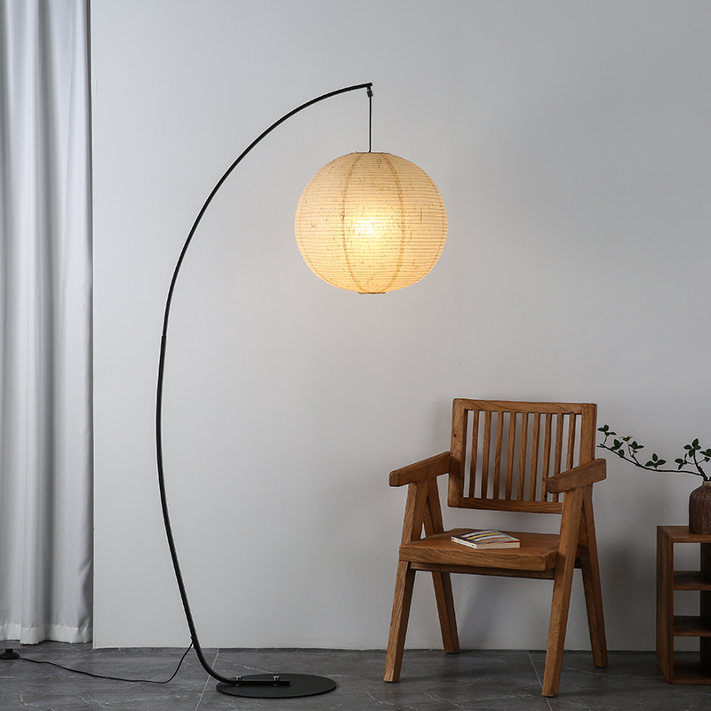 侘寂风宣纸落地灯客厅沙发旁立式