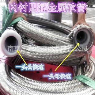 304快速接头内衬波纹管翻边 四氟金属软管 耐腐蚀 化工四氟管道