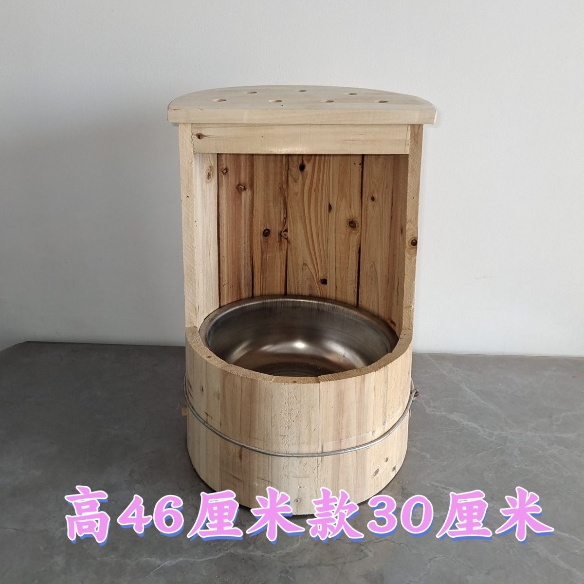 农村老式烤火桶烤脚传统木炭婚嫁取暖器木质圆形实木烘笼炭火老人