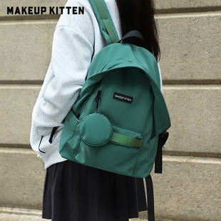 尼龙布书包 轻便户外旅行背包2025新款 MAKEUP KITTEN双肩包女时尚