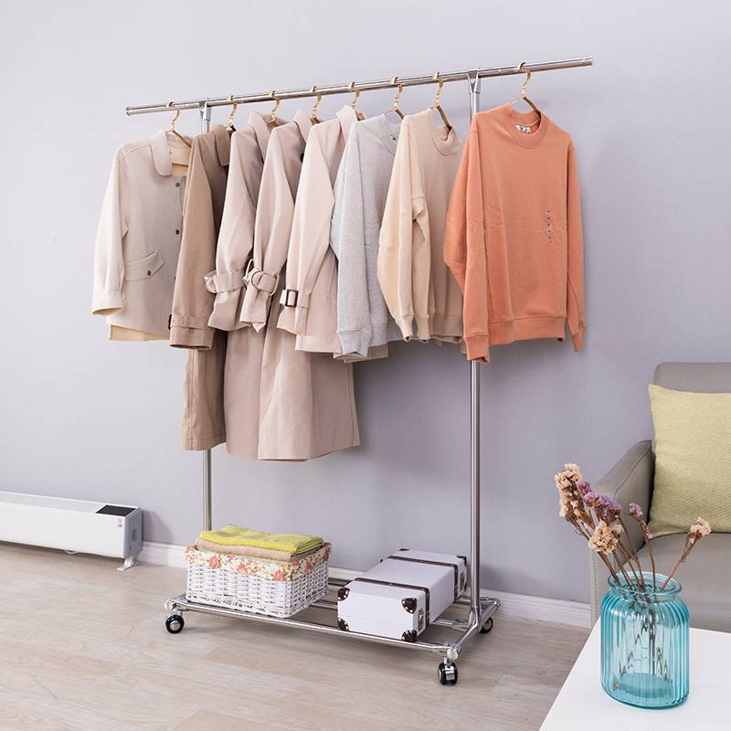 友利特晾衣架落地单杆式不锈钢晒衣架室内挂衣服架子杆晒被架卧室