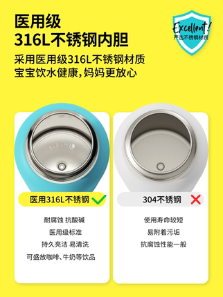 UOOHA立净保温杯儿童可爱吸管杯子女生大容量高颜值水杯保温水壶