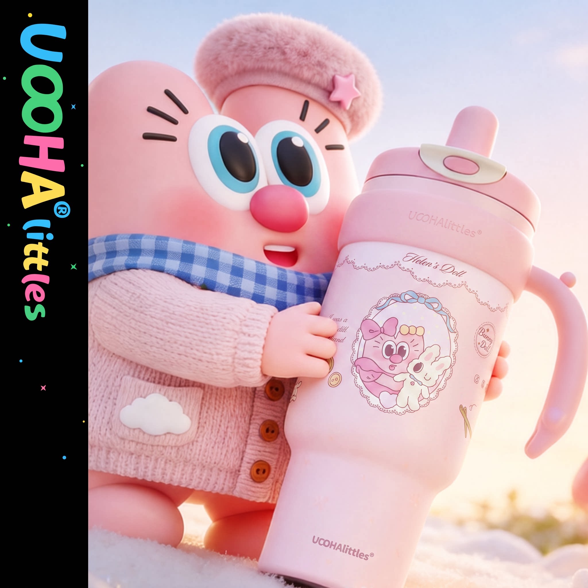 uooha拉手冰霸杯可爱高颜值水杯图片