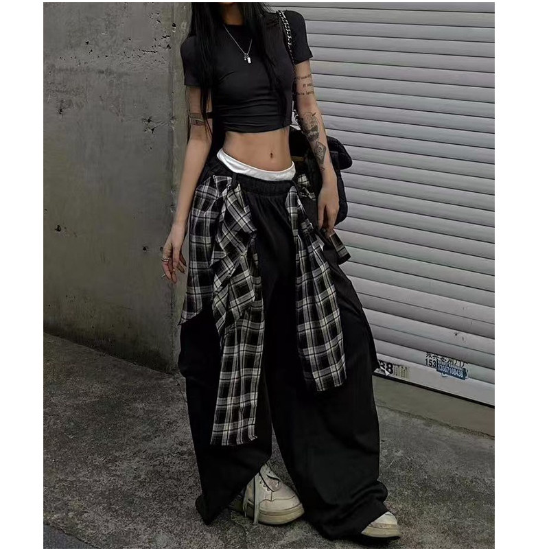 美式辣妹可拆卸屁帘工装裤双腰头字母印花休闲裤黑色可束脚工装裤,女装/女士精品,休闲裤,淘宝优惠券,粉丝福利购,淘宝优惠卷