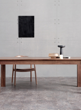 北美黑胡桃木餐桌北欧全实木长方形大板会议桌日式简约原木高端桌