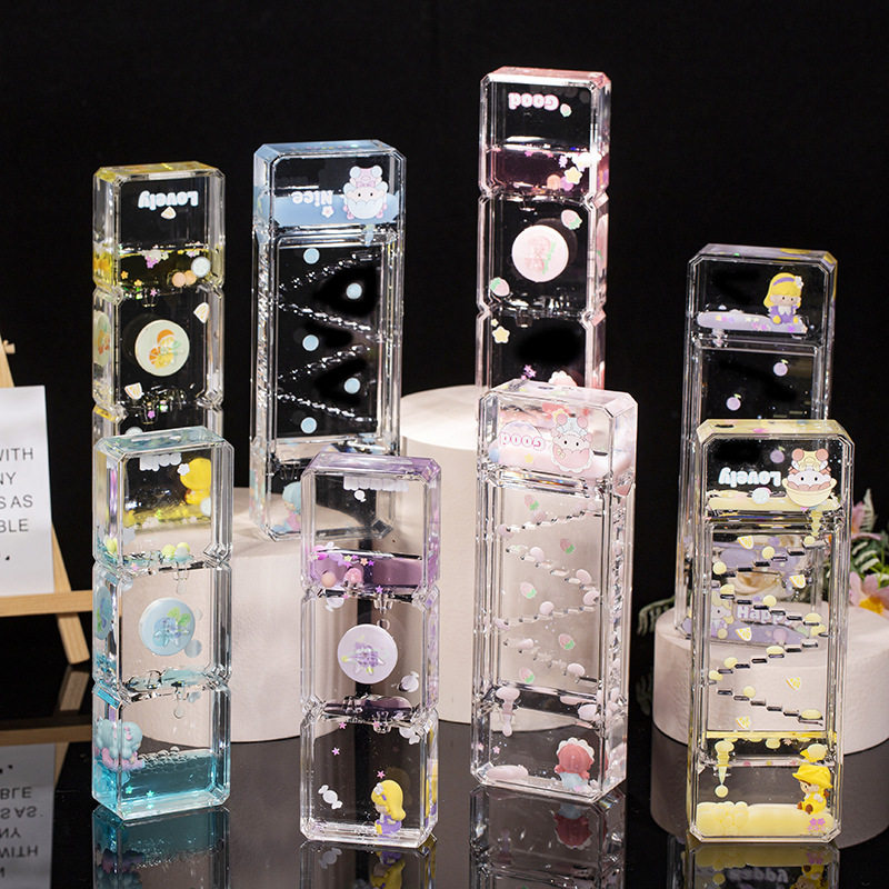 可爱女孩长方形卡通阶梯油亚克力乳透明油液体漏摆件学生水滴桌面,家居饰品,桌面摆件,淘宝优惠券,粉丝福利购,淘宝优惠卷