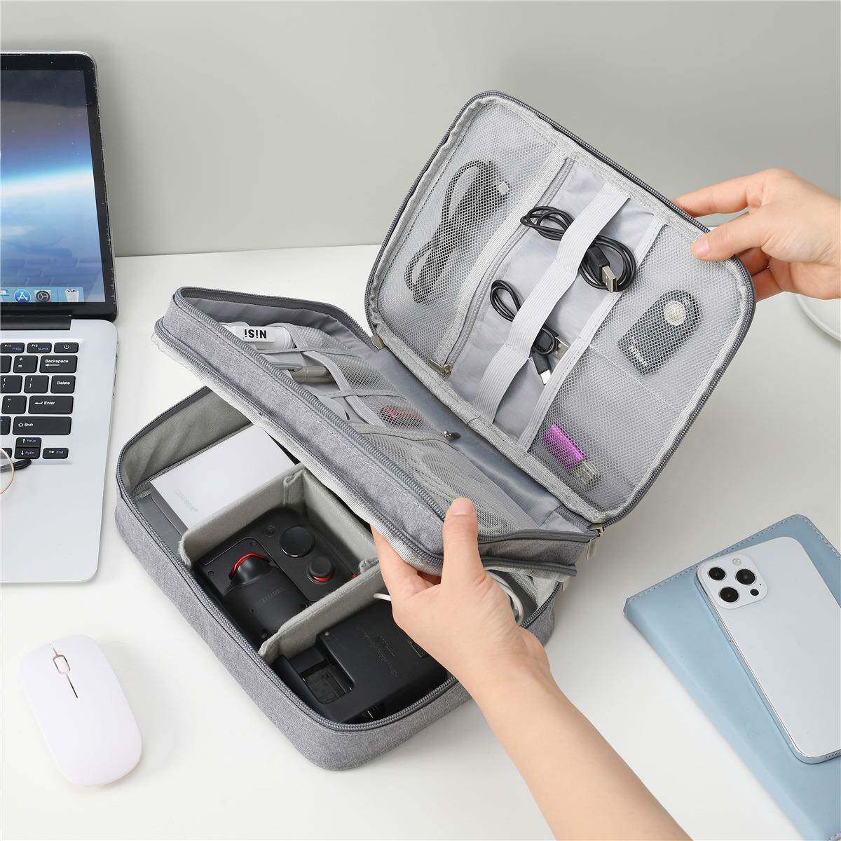 化妆包大容量手提袋便携防水收纳包纳旅行收心净斋充电器数据线多