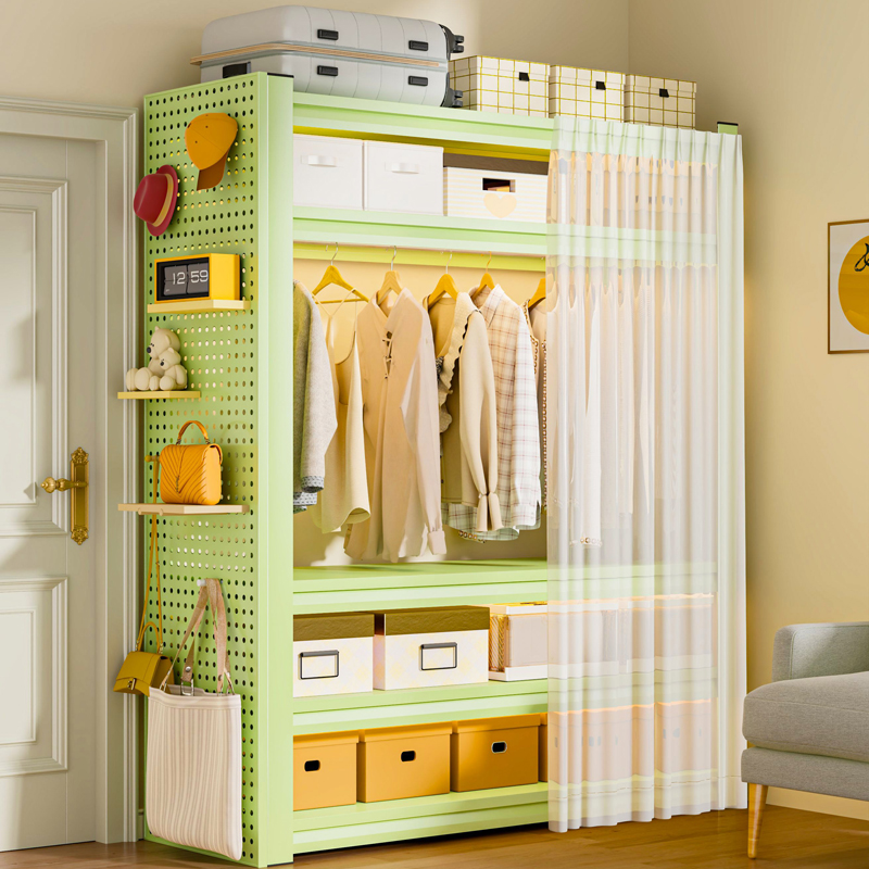 衣柜家用落地卧室简易组装衣帽架多层出租房开 放式挂衣架收纳柜