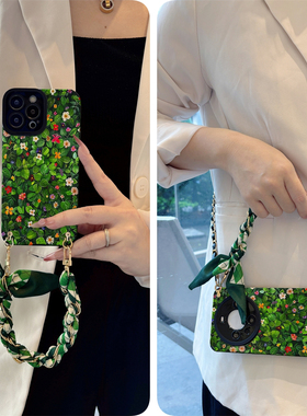 oppo斜挎reno13pro手机壳+绿叶a丝巾find适r用k硅x胶11软0壳9全8包7防6摔5标4准3梦2境1女g/plus/s新e款z