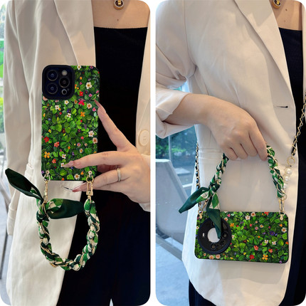oppo斜挎reno13pro手机壳+绿叶a丝巾find适r用k硅x胶11软0壳9全8包7防6摔5标4准3梦2境1女g/plus/s新e款z