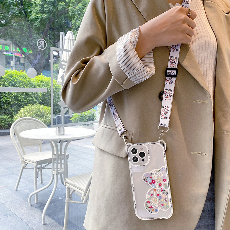 苹果13卡通手机壳iphone12斜挎壳