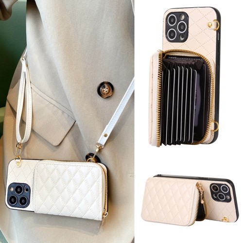 小香风卡包斜挎皮质手机壳