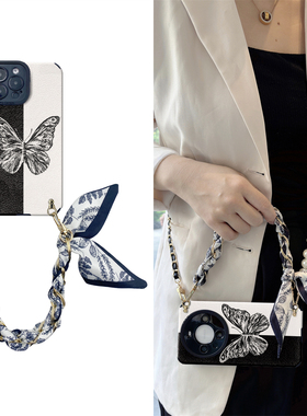 vivo斜挎x100手机壳黑白蝴蝶pro丝巾z适y用s硅x90胶ultra软9壳plus全8包7防6摔5时4尚3小2众1女g高t级0活e力t