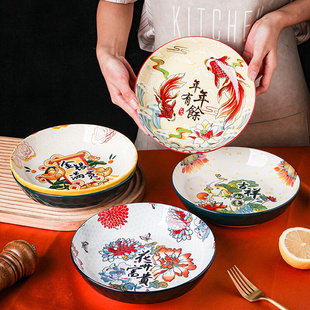 餐具组合日式 中式 家用2022新款 网红盘子套装 陶瓷饭碗圆盘菜碟汤盘