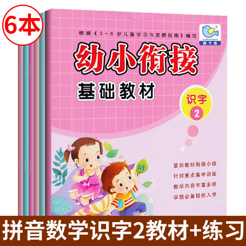 6本装】幼小衔接基础教材下册拼音数学识字2基础教材课本同步练习册一日一练学前班教材幼升小入学早准备幼儿园学前教育启蒙书籍