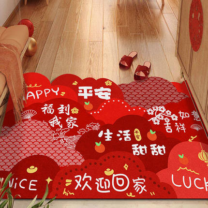 入户门地垫硅藻泥脚垫吸水速干进门门口地毯红色玄关垫子新中式