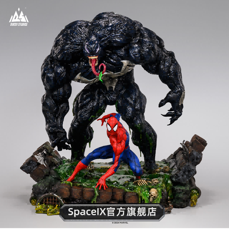 【预付款】space ix & queenstudios漫画蜘蛛侠vs毒液1/4全身像
