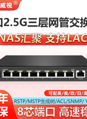 希力威视8口2.5G交换机三层网管POE支持动态汇聚LACP链路聚合交换器 RSTP MSTP SNMP端口隔离VLAN