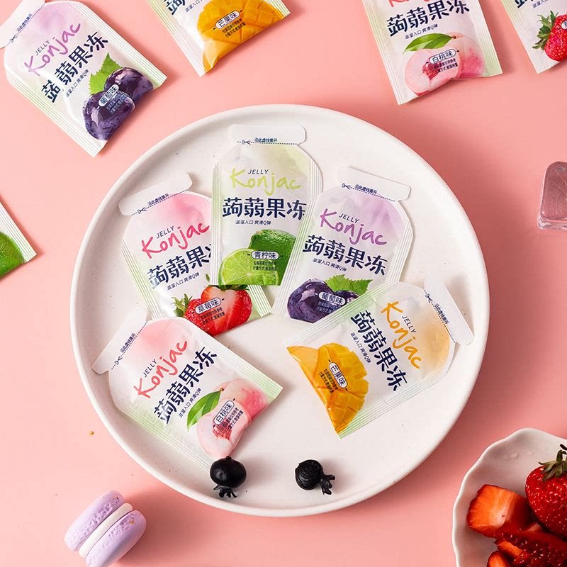 蒟蒻果冻低卡魔芋果冻低热量可吸吸冻儿童网红休闲解馋小零食批发