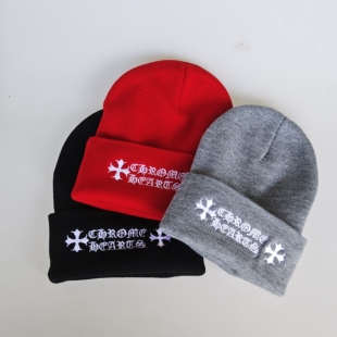 帽子秋冬季冷帽针织帽毛线时尚潮牌CH防寒保暖白搭休闲黑色帽