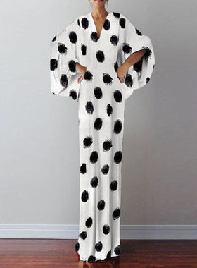 2020新款欧洲站亚马逊速卖通大码女装宽松胖mm200斤连衣裙夏长裙