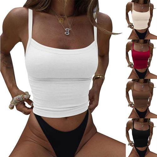 Casual tight fitting short camisole top休闲紧身短款吊带上衣